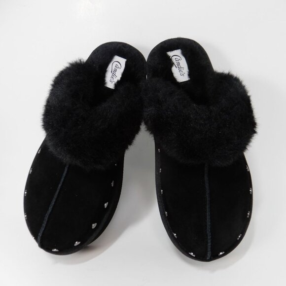 Candie's Sabi Faux Fur Platform Mule Clogs Size 7 Black Suede Studs NEW - Picture 10 of 14